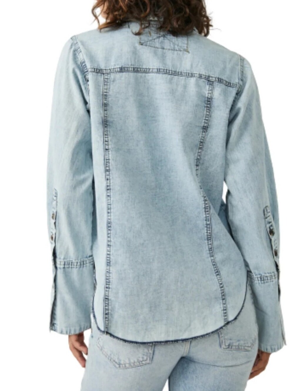 WE THE FREE I S Mackenzie Denim Shirt I light blue acid wash - Picture 2 of 11